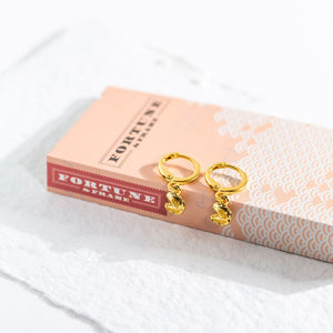 Super Mini Fortune Cookie Huggie Earrings - Gold